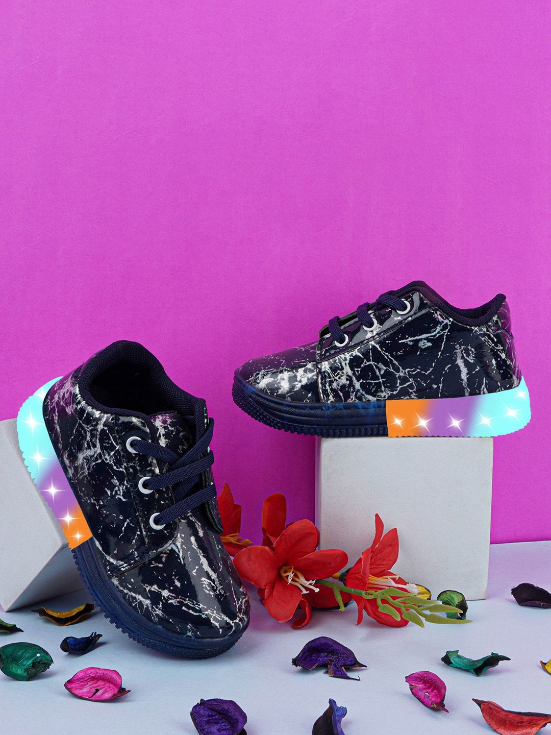 BAESD Unisex Kids Woven Design Patent Leather Sneakers-picture-18