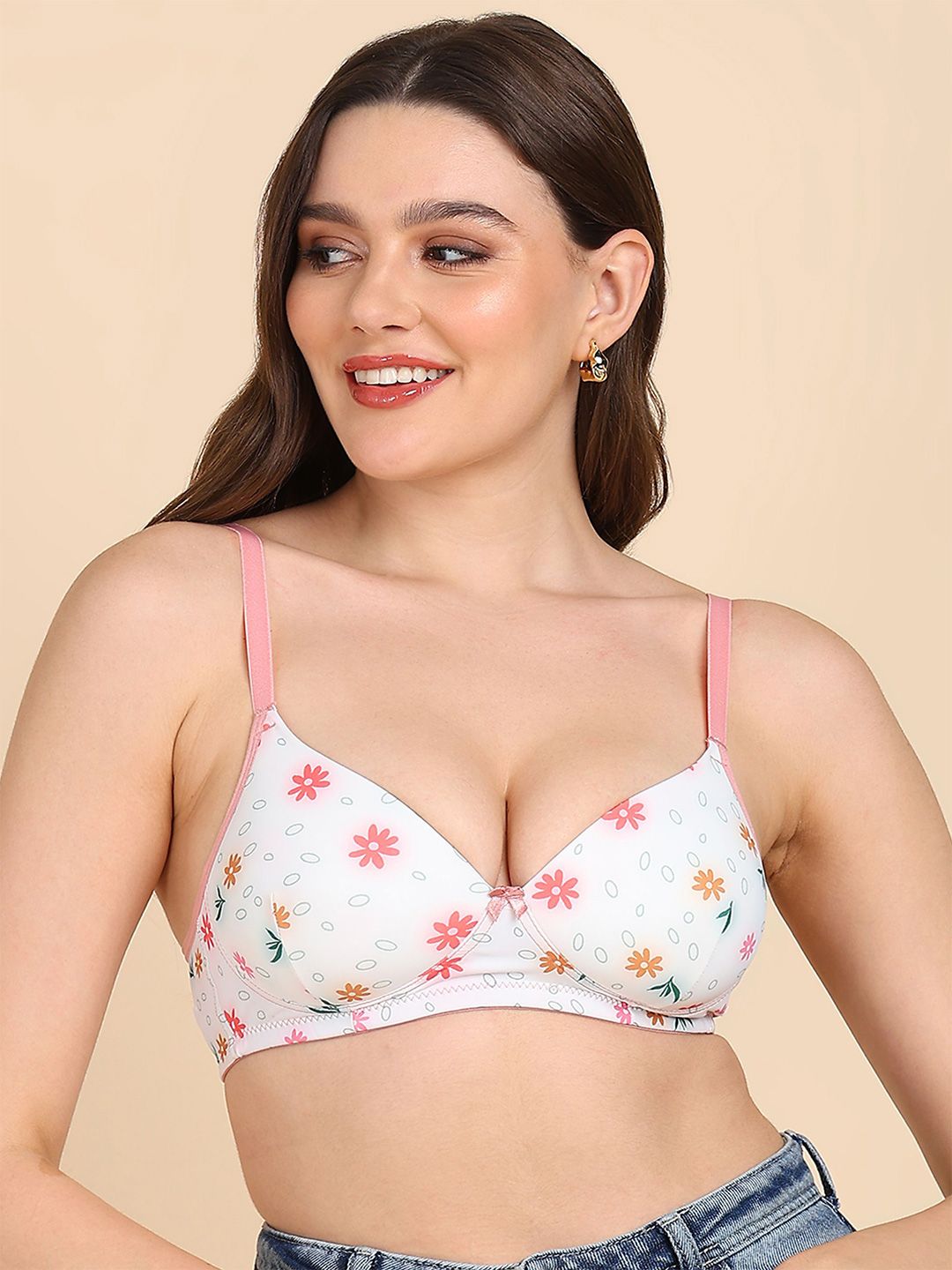 Tweens Floral Printed Medium Coverage Lightly Padded T-shirt Bra- All Day Comfort