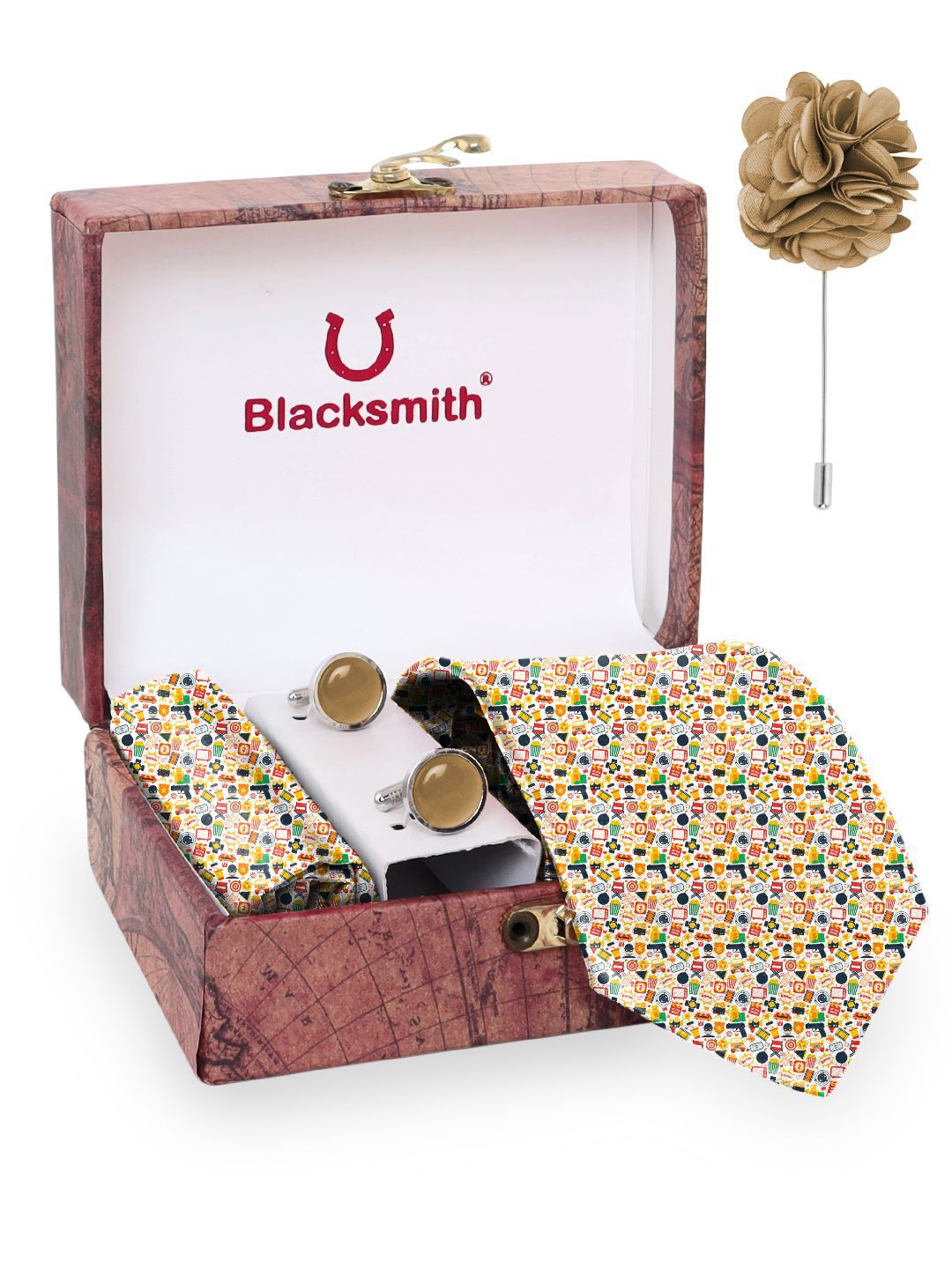 Blacksmith Men Tie, Cufflinks, Pocket Square Accessory Gift Set-picture-41