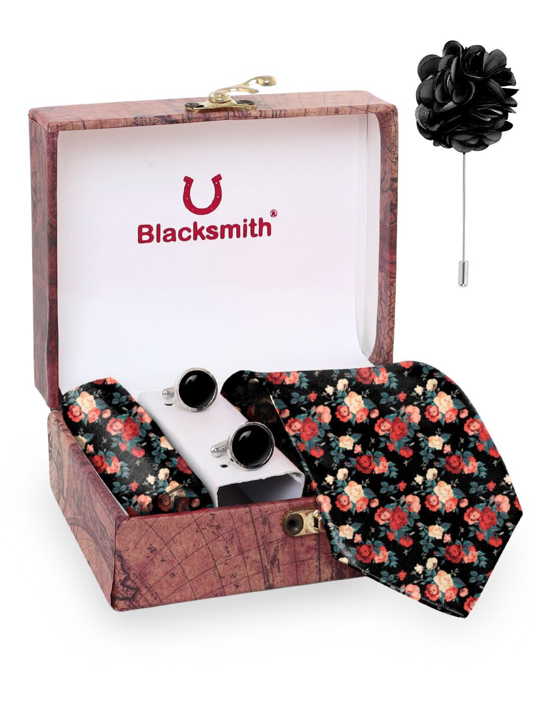Blacksmith Men Accessory Gift Set of Tie Cufflinks Pocket Square-picture-43