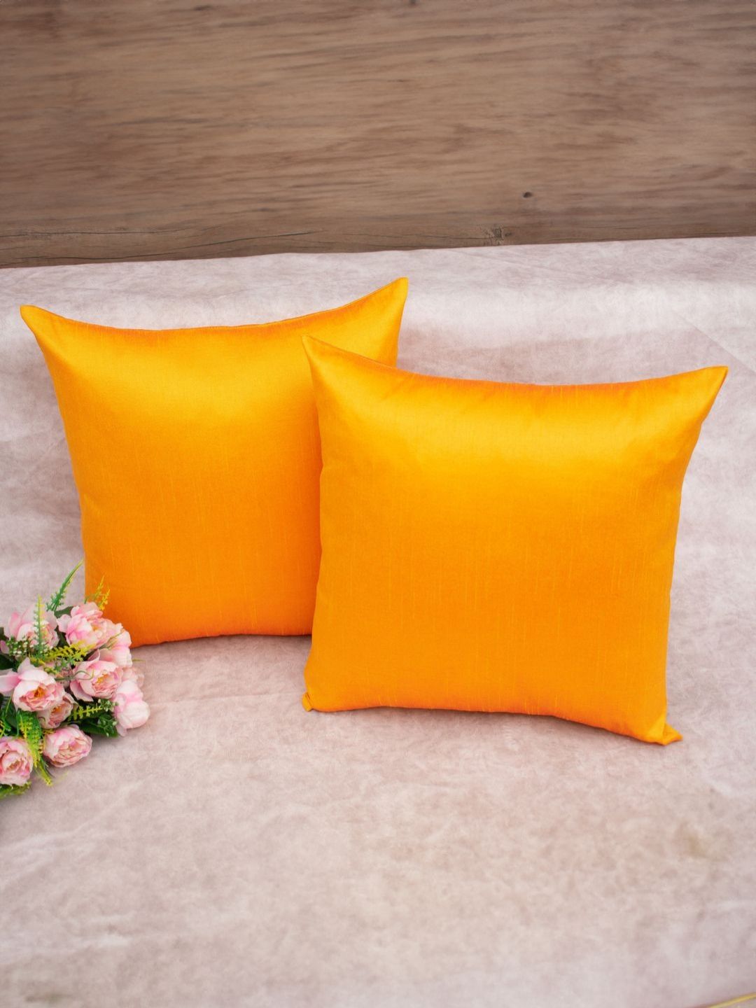 RoyalDeco Yellow Set of 2 Square Cushion Covers-picture-45