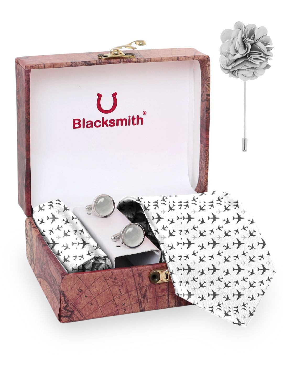 Blacksmith Men Accessory Gift Set of Tie Cufflinks Pocket Square-picture-54