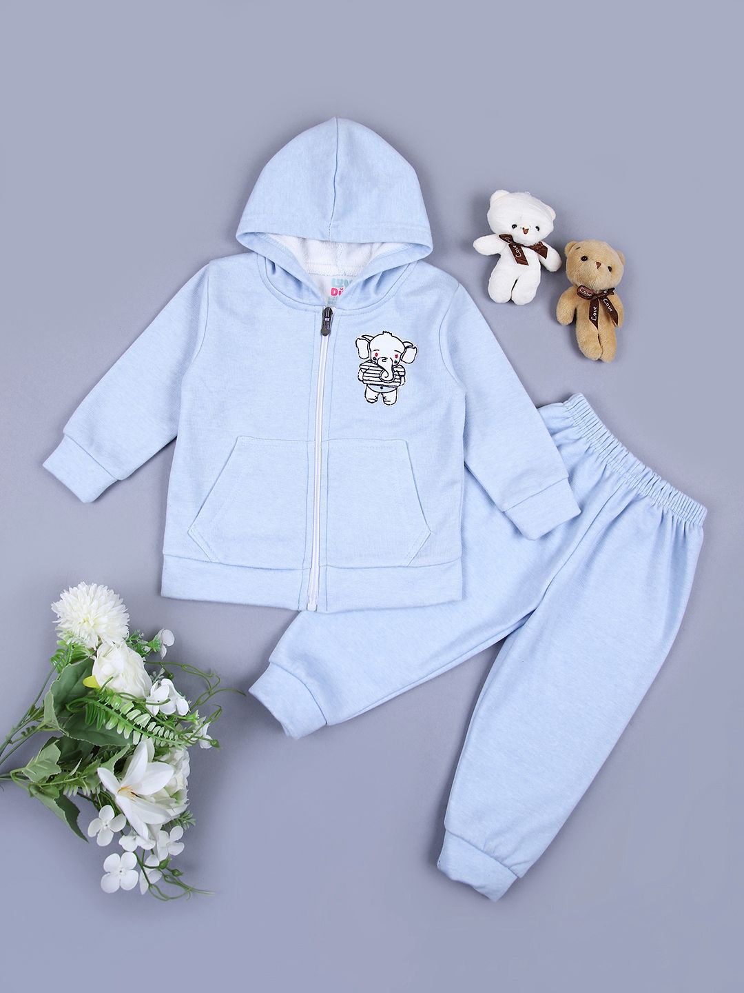 V-Mart Boys Embroidered Fleece Hooded Co-ords Set-picture-39