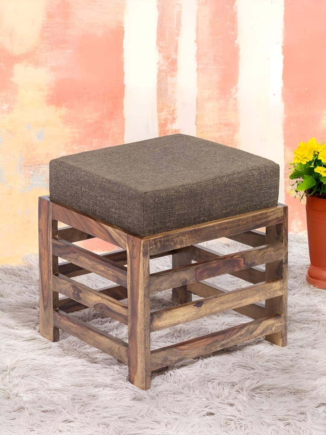 Ikiriya Brown Wooden Square Stools-picture-32