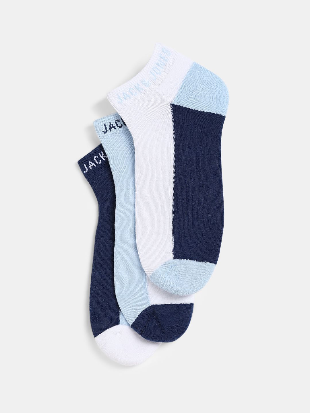 Jack & Jones Men Cotton Pack Of 3 Colourblocked Ankle Length Socks-picture-24