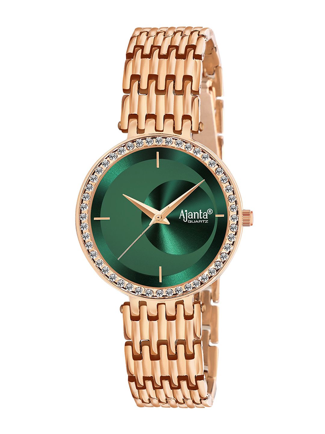 Ajanta Quartz Women Brass Patterned Dial & Bracelet Style Straps Analogue Watch-picture-12
