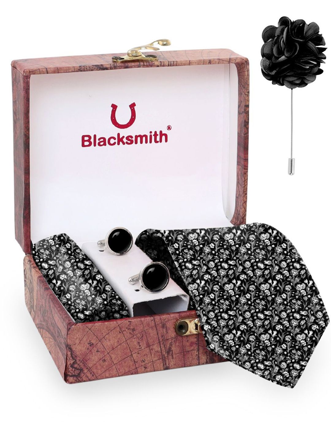 Blacksmith Men Accessory Gift Set of Tie, Cufflinks, Pocket Square-picture-45