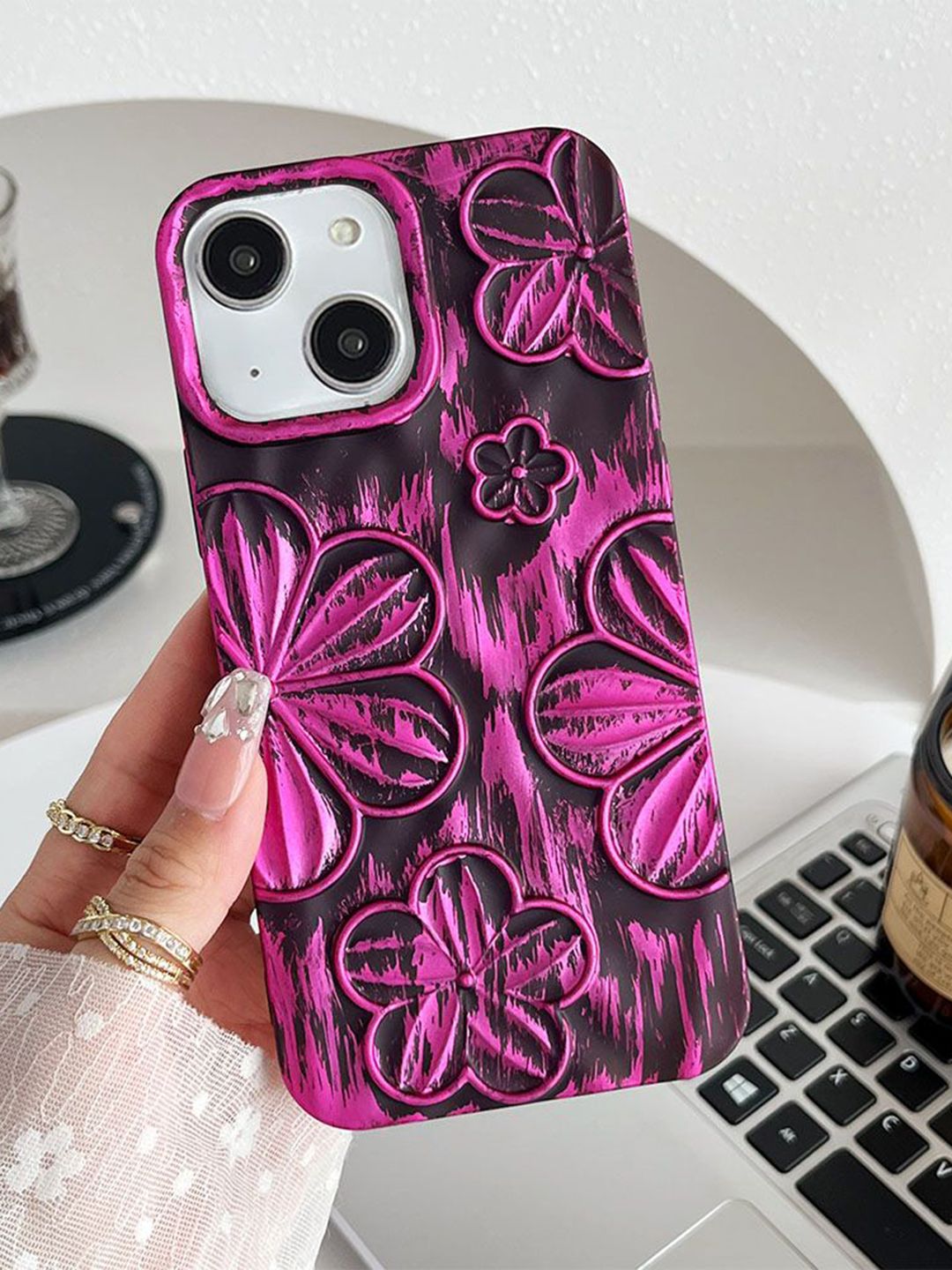 Luxury Kase Floral Printed iPhone 14 Plus Back Case Mobile Accessories-picture-40