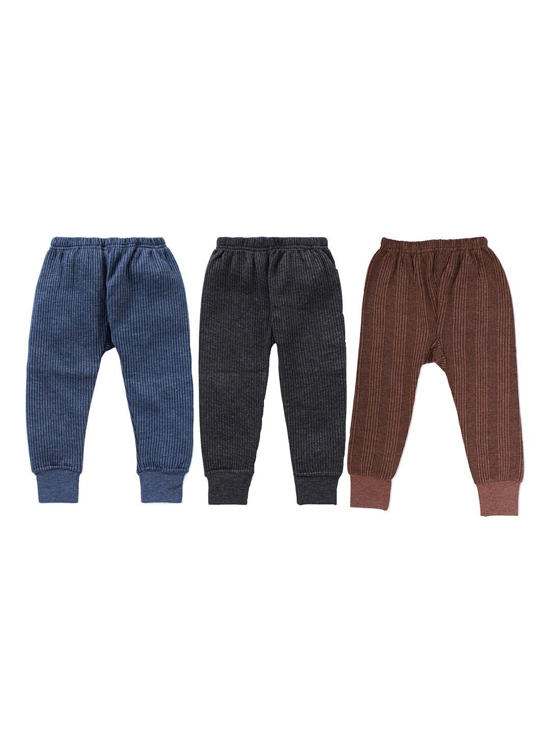 BAESD Kids Pack Of 3 Wool Ribbed Mid-Rise Thermal Bottoms-picture-47