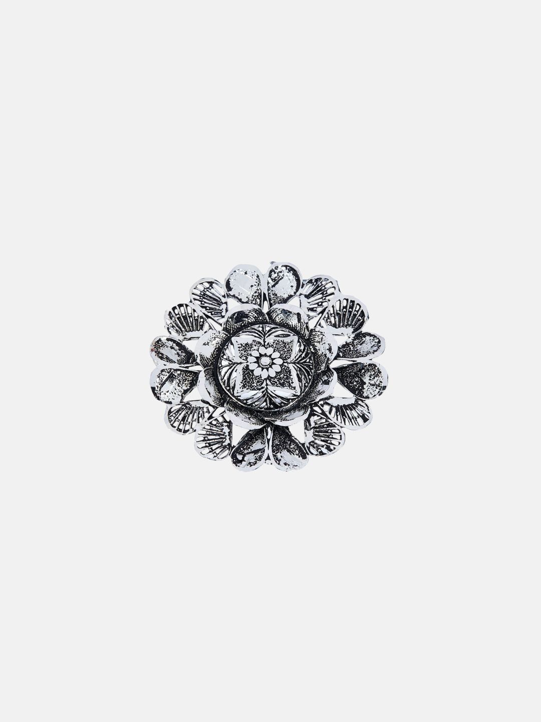 ATIBELLE Set Of 3 Silver-Plated Stone studded Finger Rings