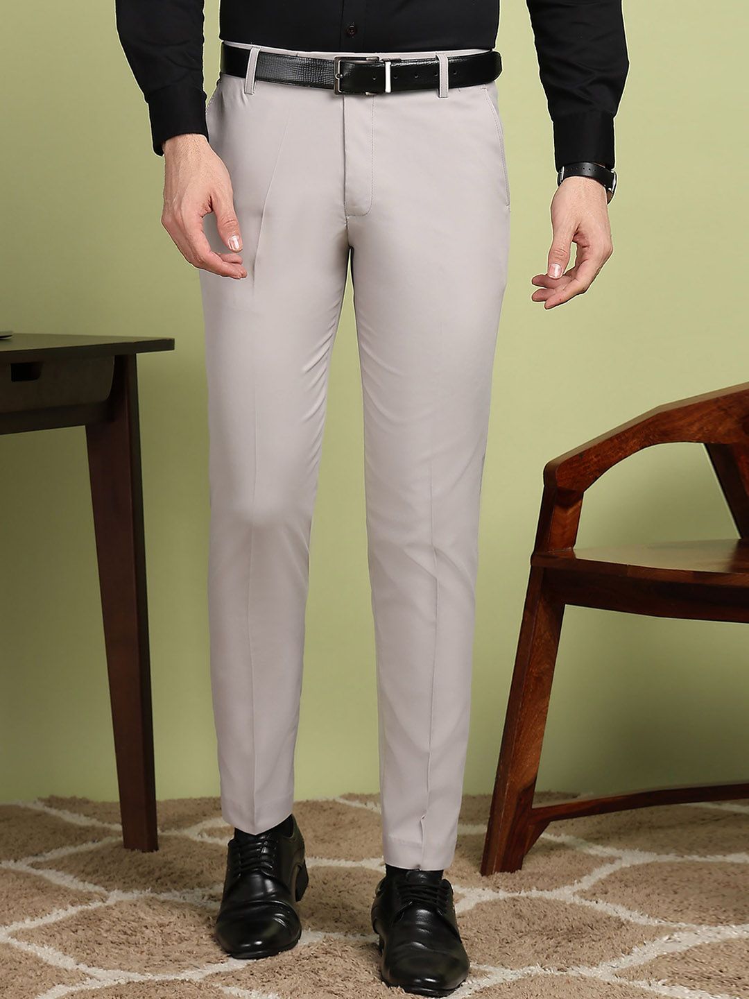encore by INVICTUS Men Mid-Rise Pleated Formal Trousers-picture-24
