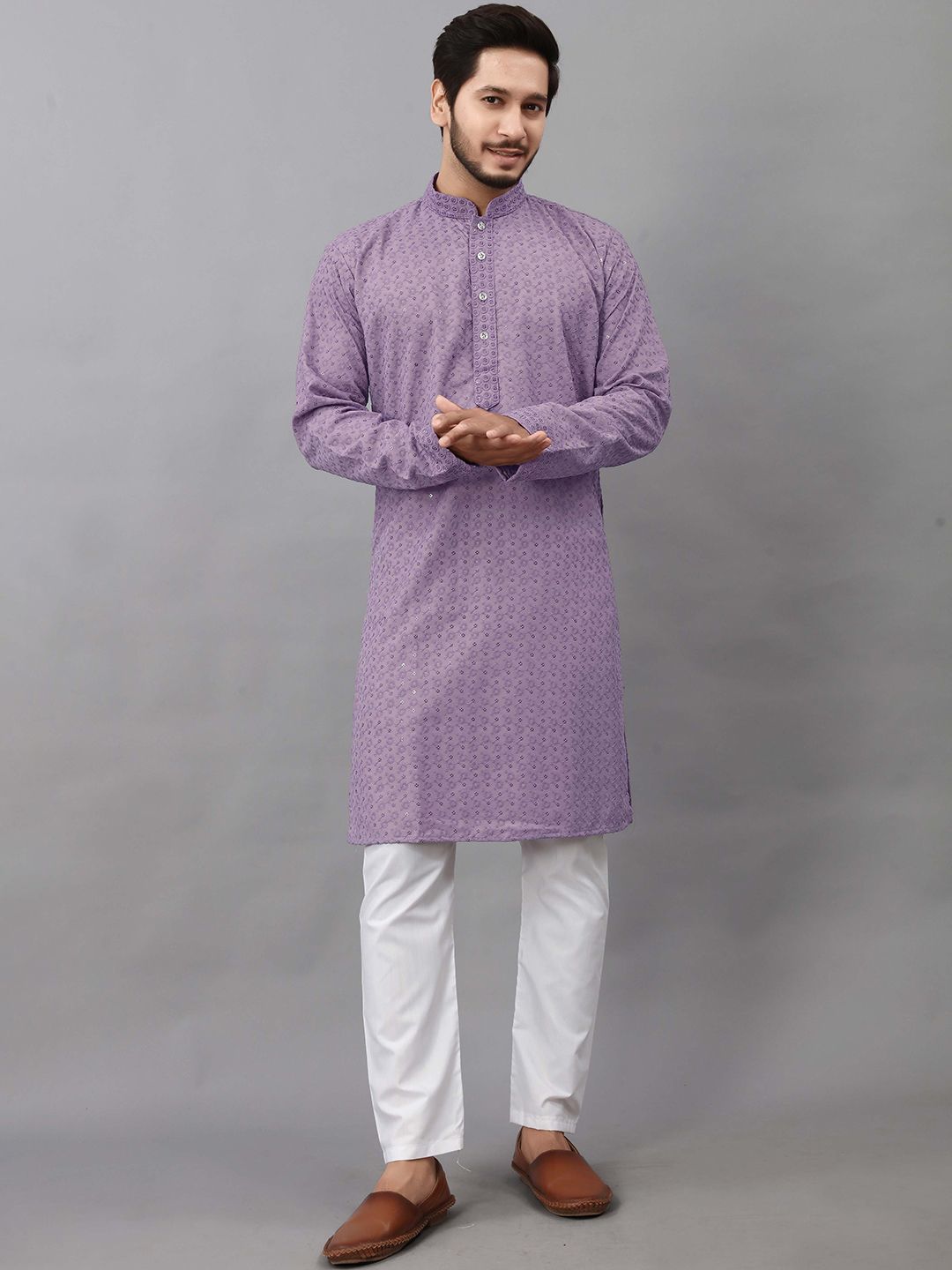 ALMORA Men Ethnic Motifs Embroidered Mirror Work Kurta-picture-21