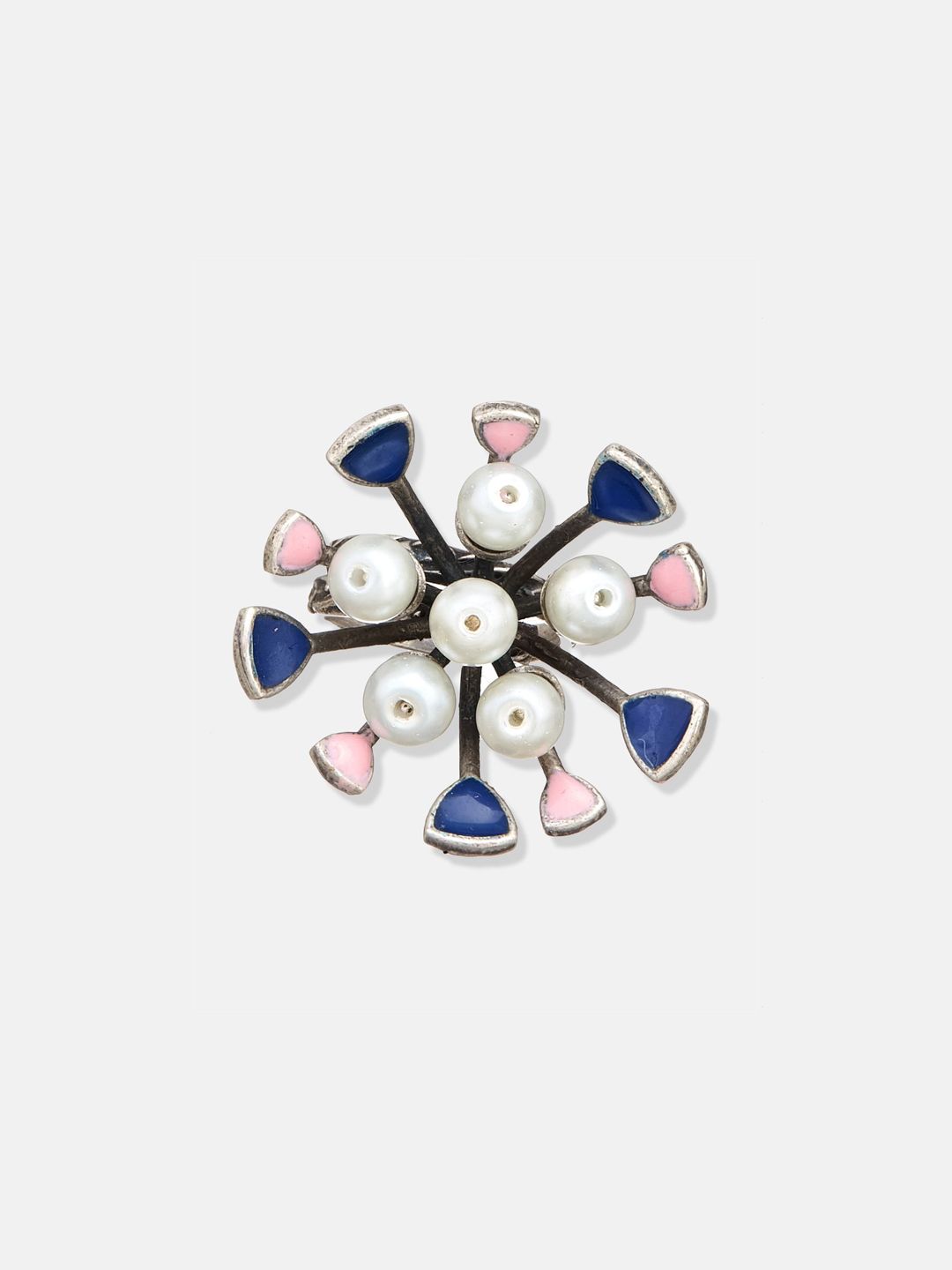 ATIBELLE Set Of 3 Sliver Plated Stone studded Rings