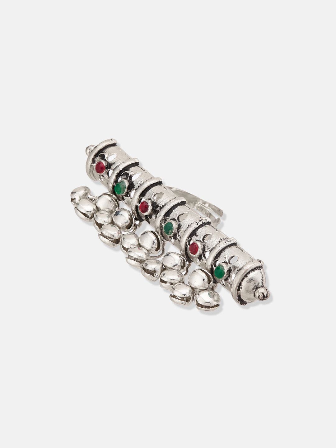 ATIBELLE Set of 3 German Silver Plated Stone Studded Rings