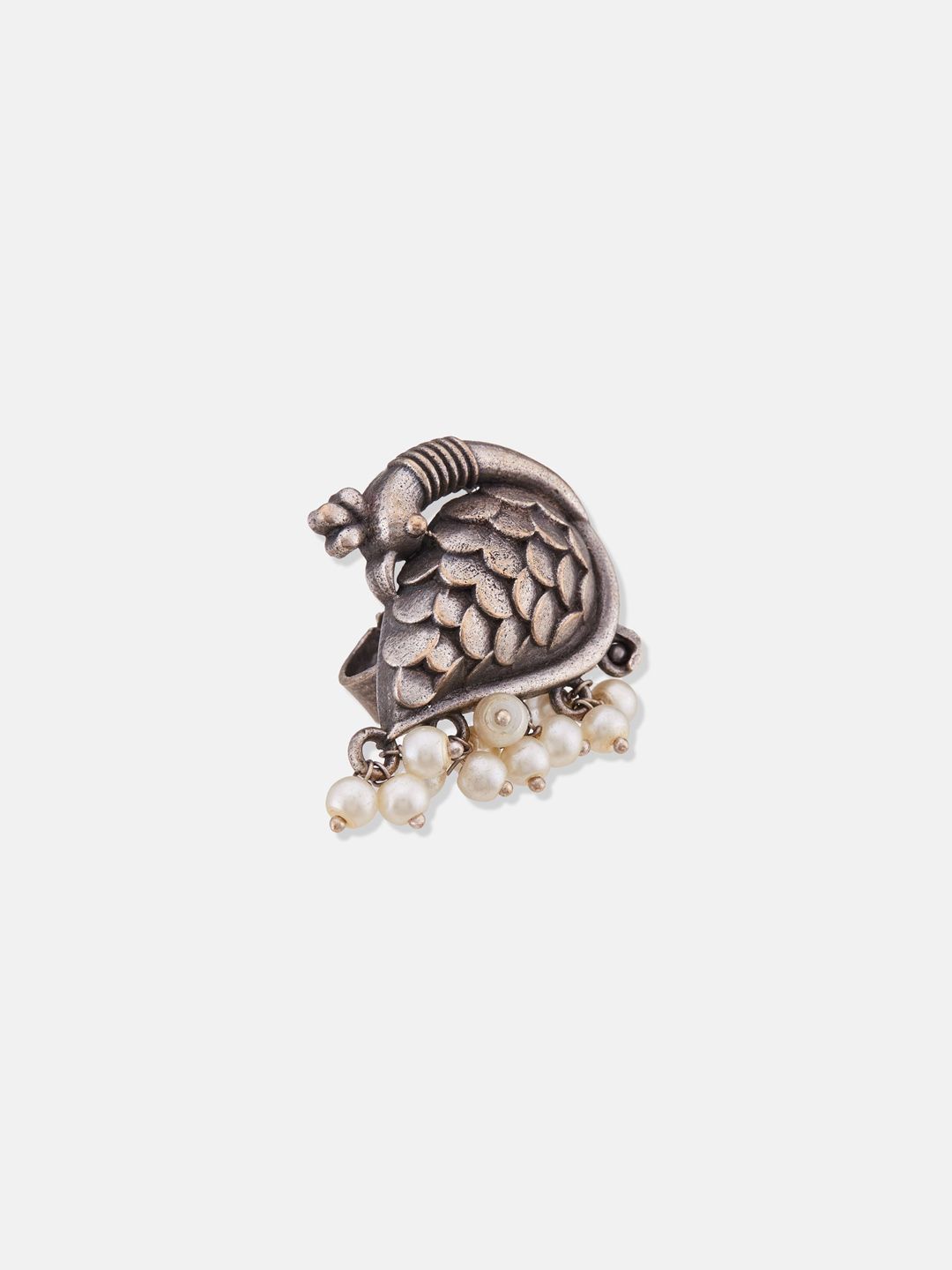 ATIBELLE Set Of 3 Silver-Plated Stone-Studded Adjustable Finger Ring
