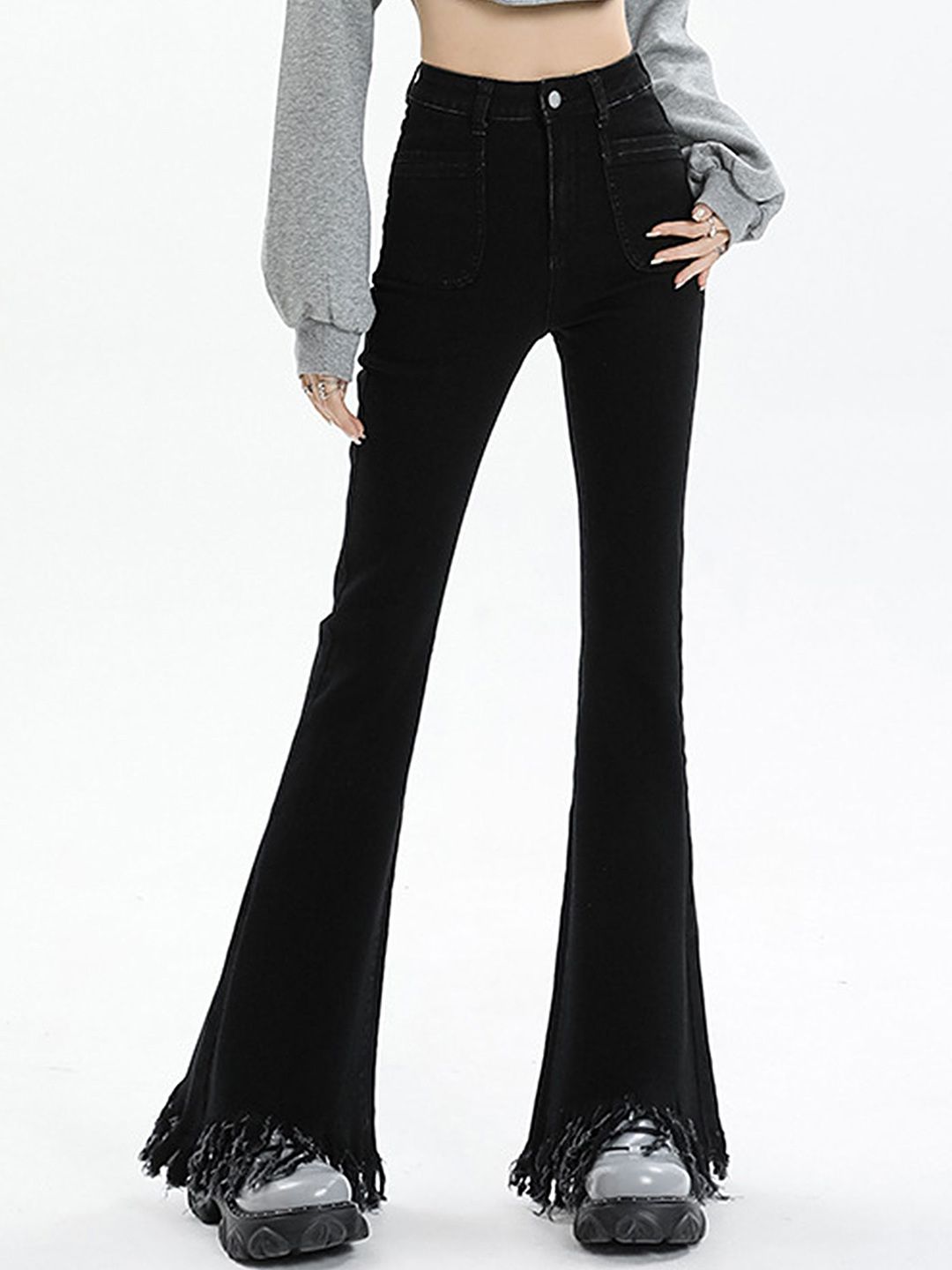 LULU & SKY Women Bootcut High-Rise Low Distress Jeans-image-25