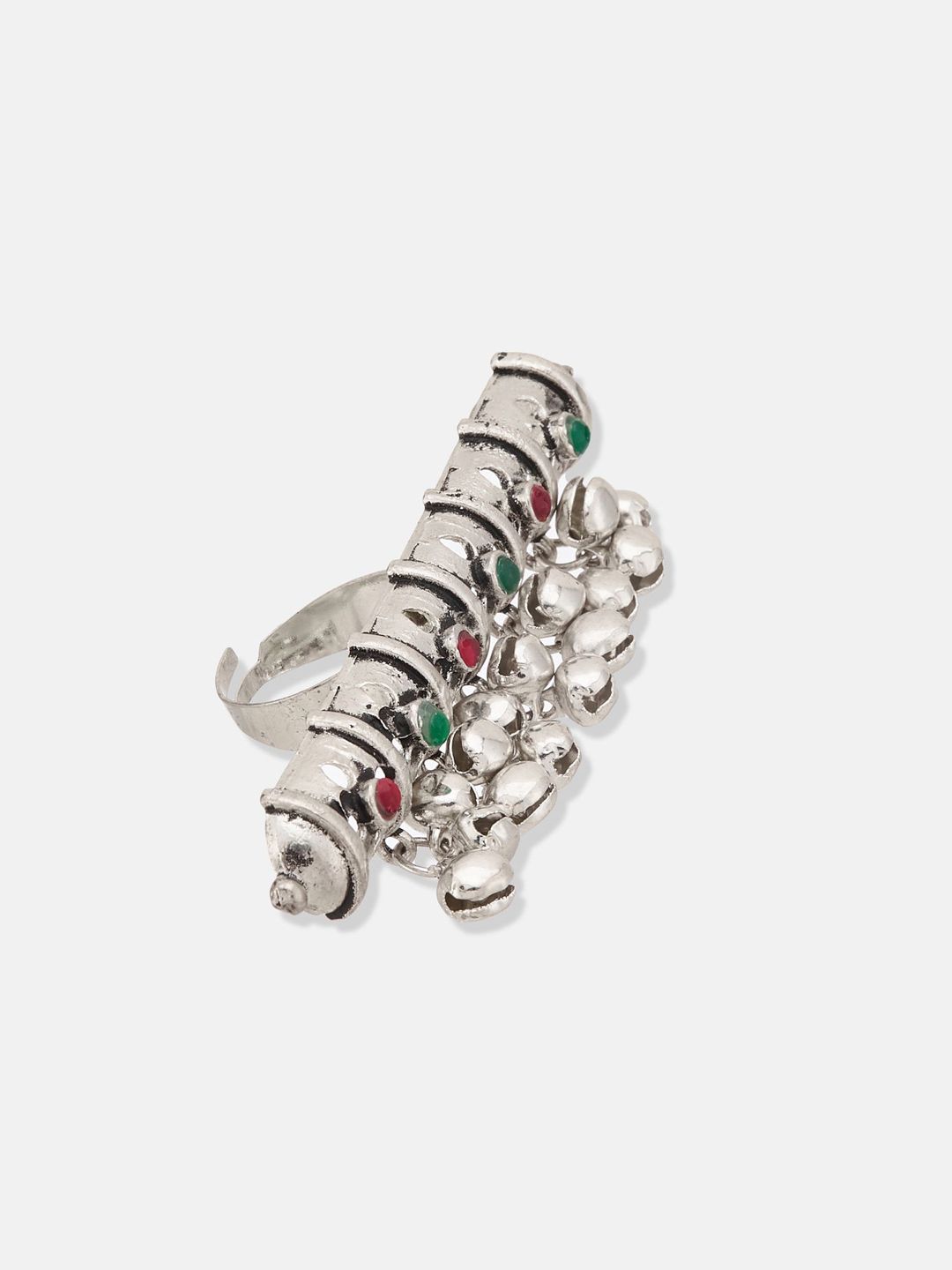 ATIBELLE Set of 3 German Silver Plated Stone Studded Rings