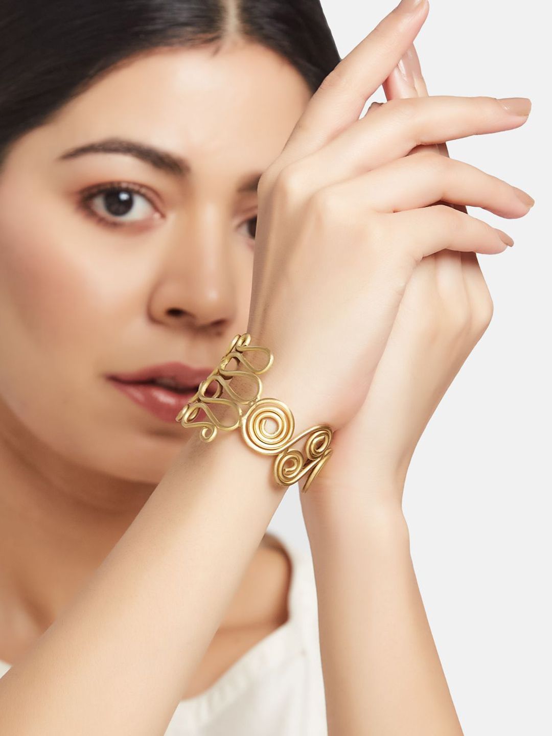 ATIBELLE Women 2 Brass Gold-Plated Cuff Bracelet