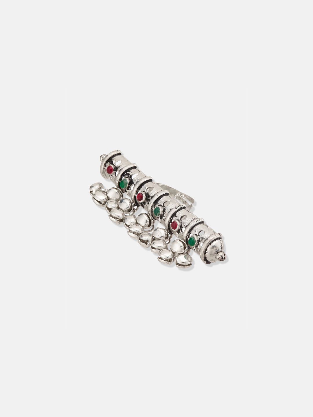 ATIBELLE Set Of 3 German Silver Plated Stone studded Rings
