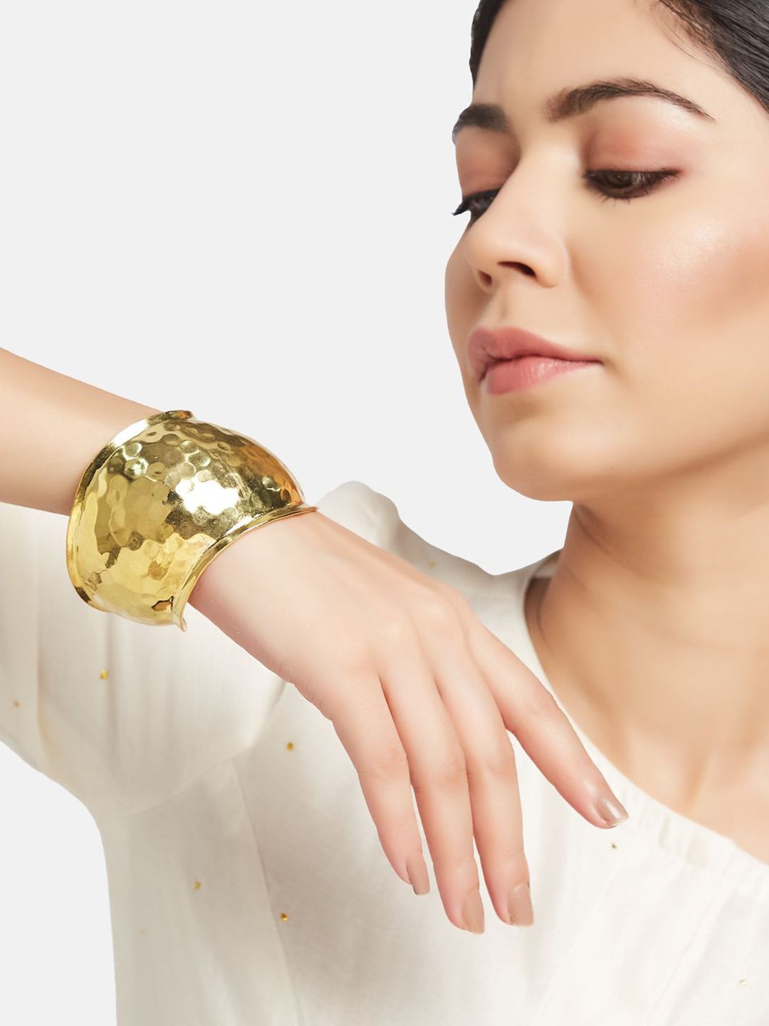 ATIBELLE Women 2 Brass Gold-Plated Cuff Bracelet
