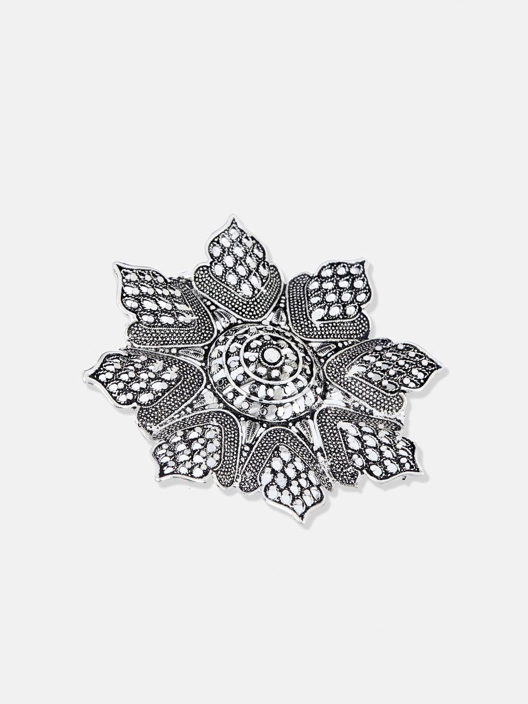 ATIBELLE Set of 3 German Silver Plated Stone studded Rings