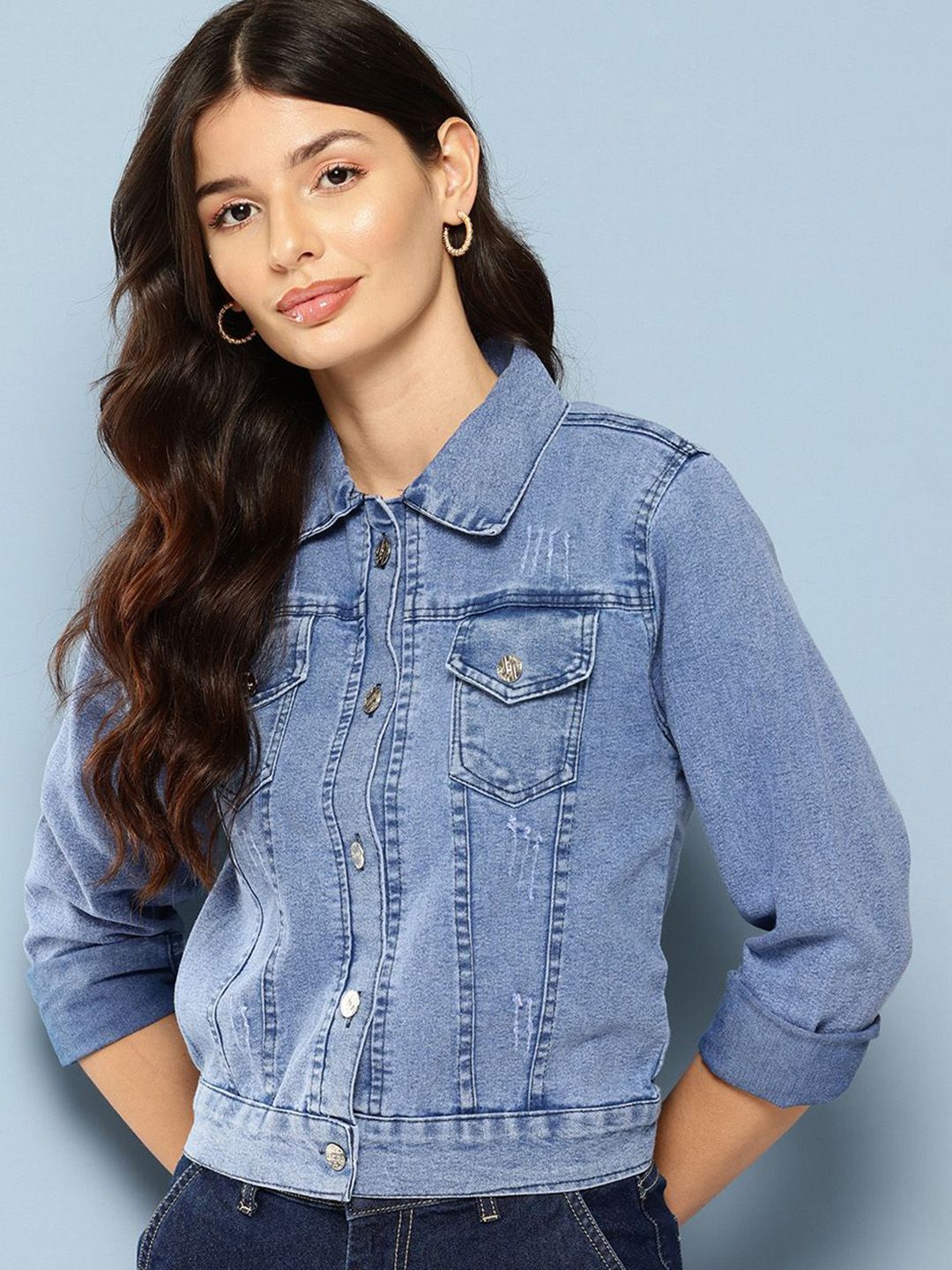 The Roadster Lifestyle Co Collared Denim Jacket-picture-33
