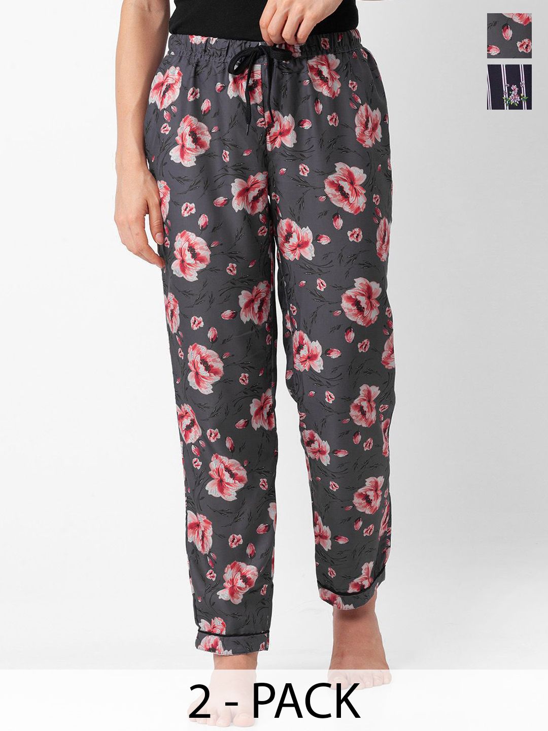 FashionRack Women Pack of 2 Printed Mid-Rise Lounge Pants-picture-20