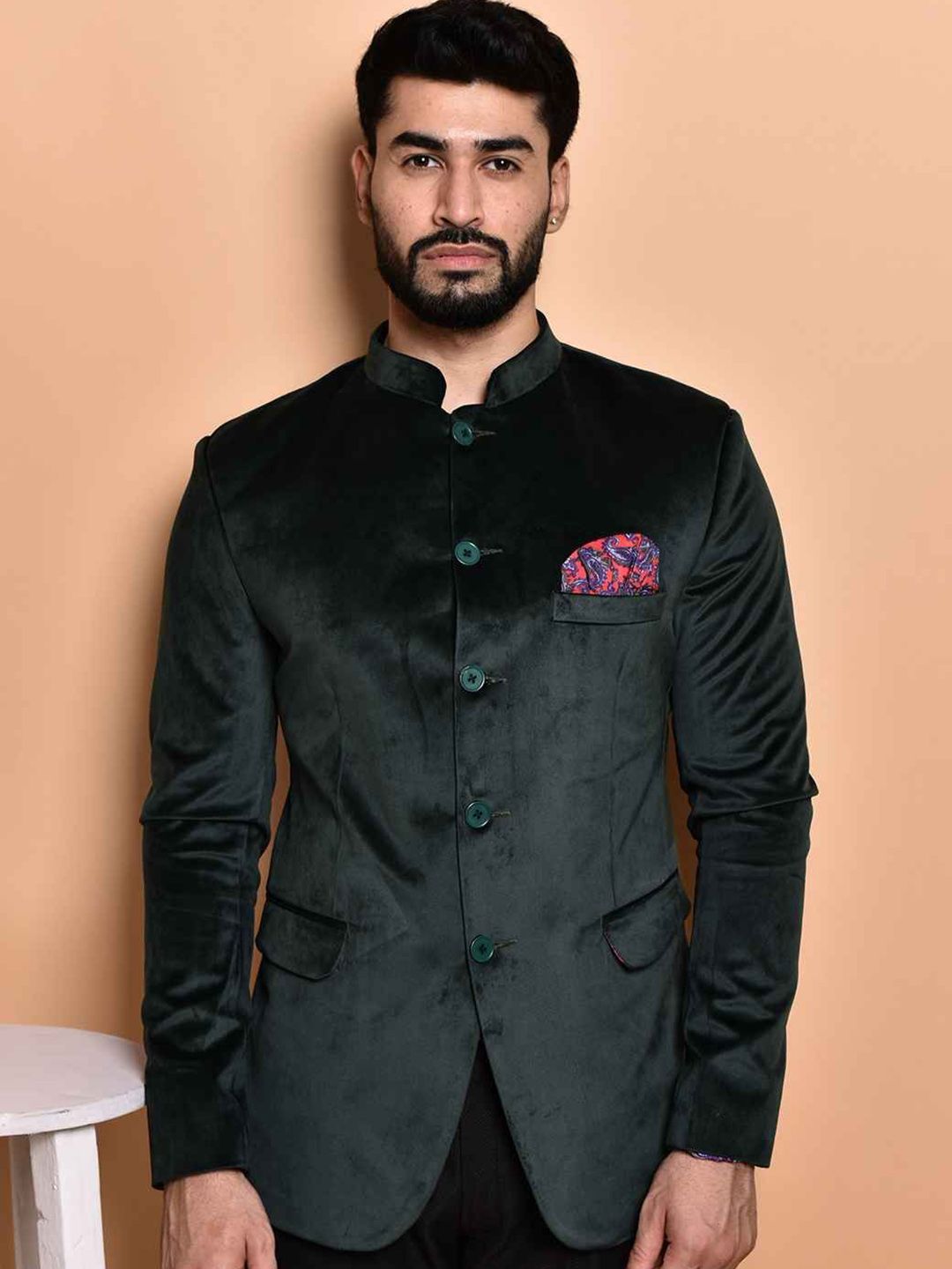 PRINTINDIA Mandarin Collar Single Breasted Bandhgala Blazer-picture-22