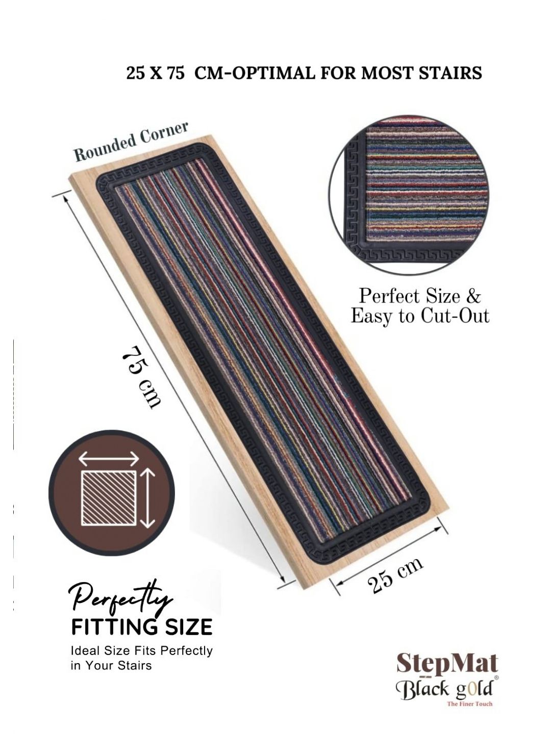 Black gold 2Pcs Black Textured Anti-Skid Runners-image-5