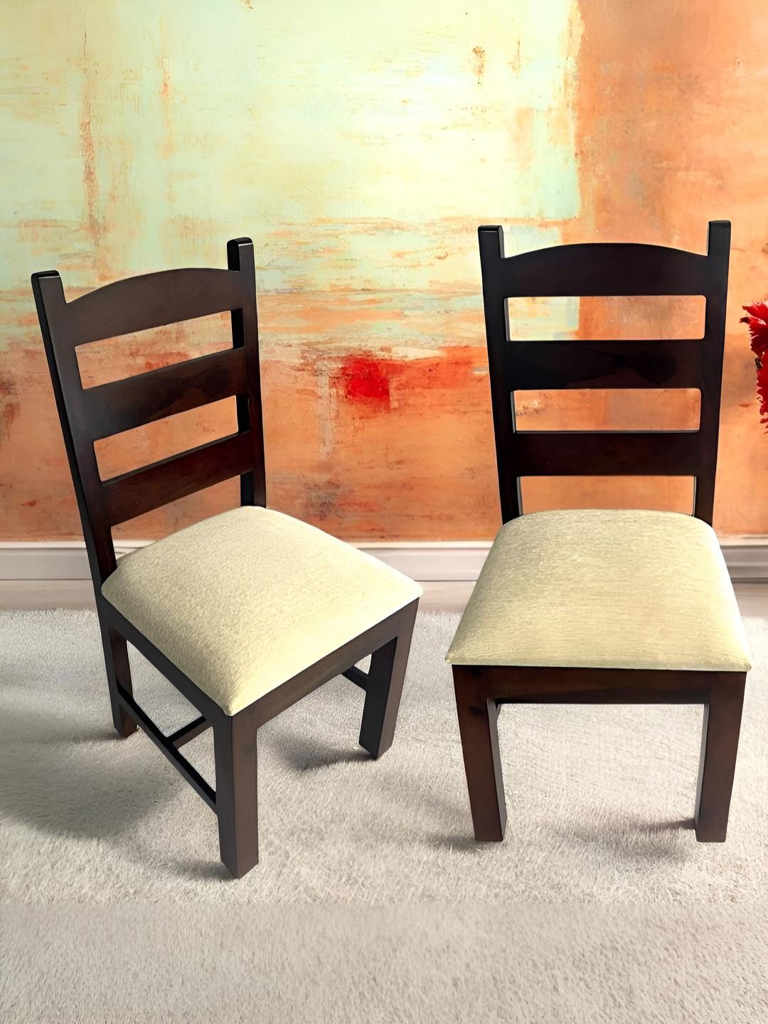 Ikiriya Set Of 2 Beige Wooded DiningChair