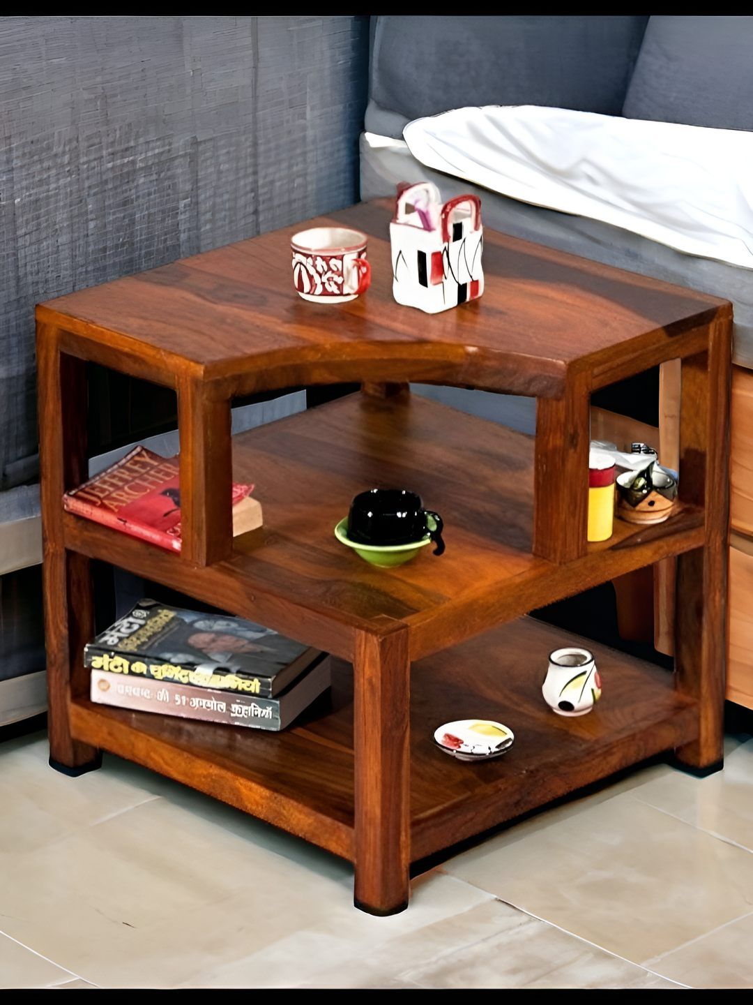 Ikiriya Brown Wood Contemporary Bedside Table-picture-21