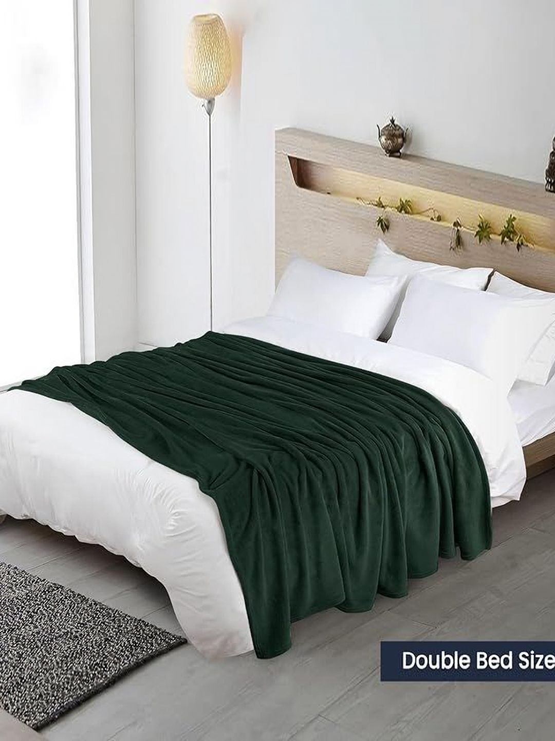 MORADO Green Woollen 300 GSM Double Bed Blanket-image-36
