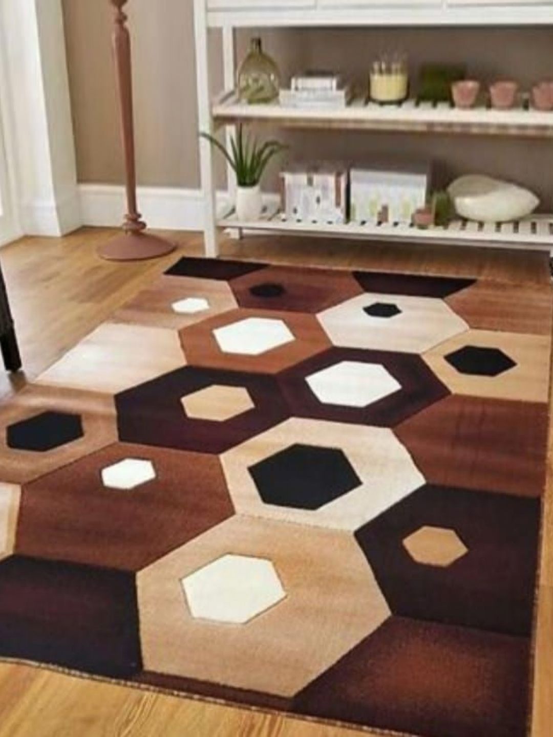 Samjeeda Handloom carpets Black Geometric Anti-Skid Polyester Carpet-image-46