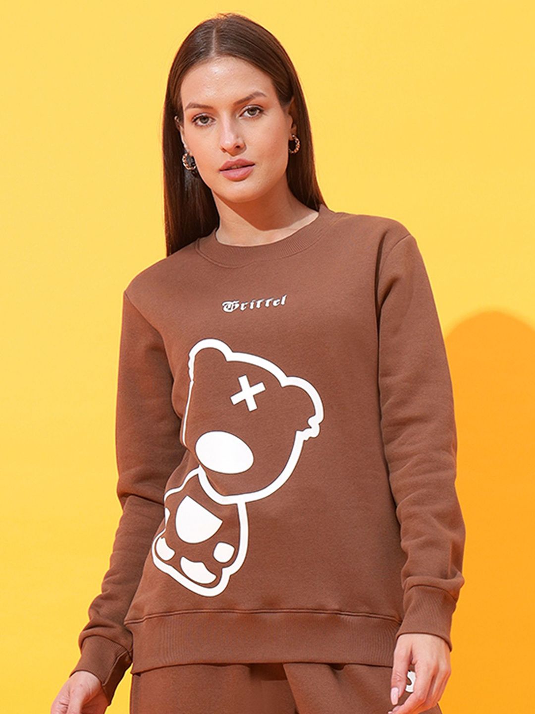 GRIFFEL Women Printed Round Neck Pullover Sweatshirt-picture-14