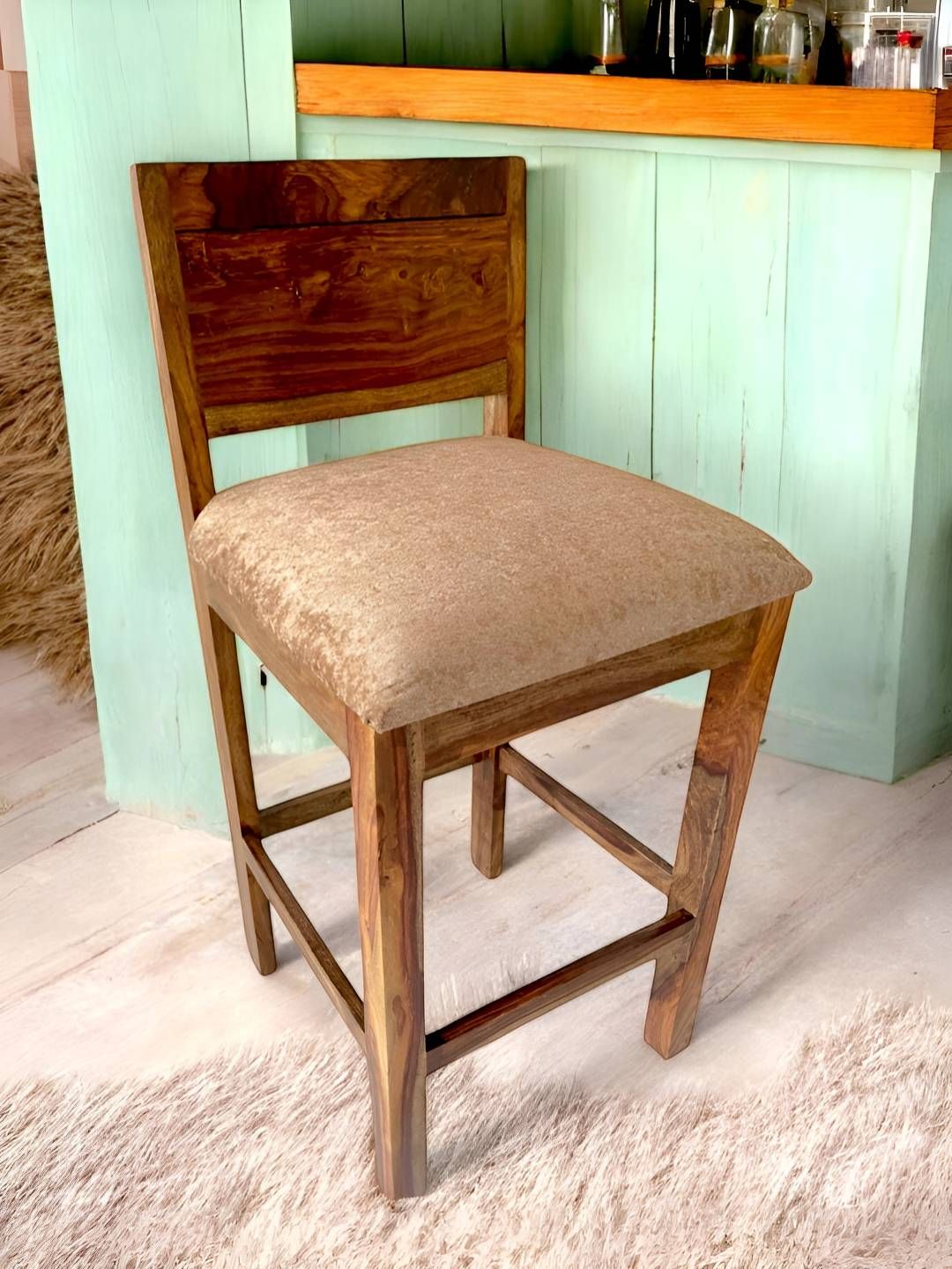 Ikiriya Brown Wooden Bar Stool