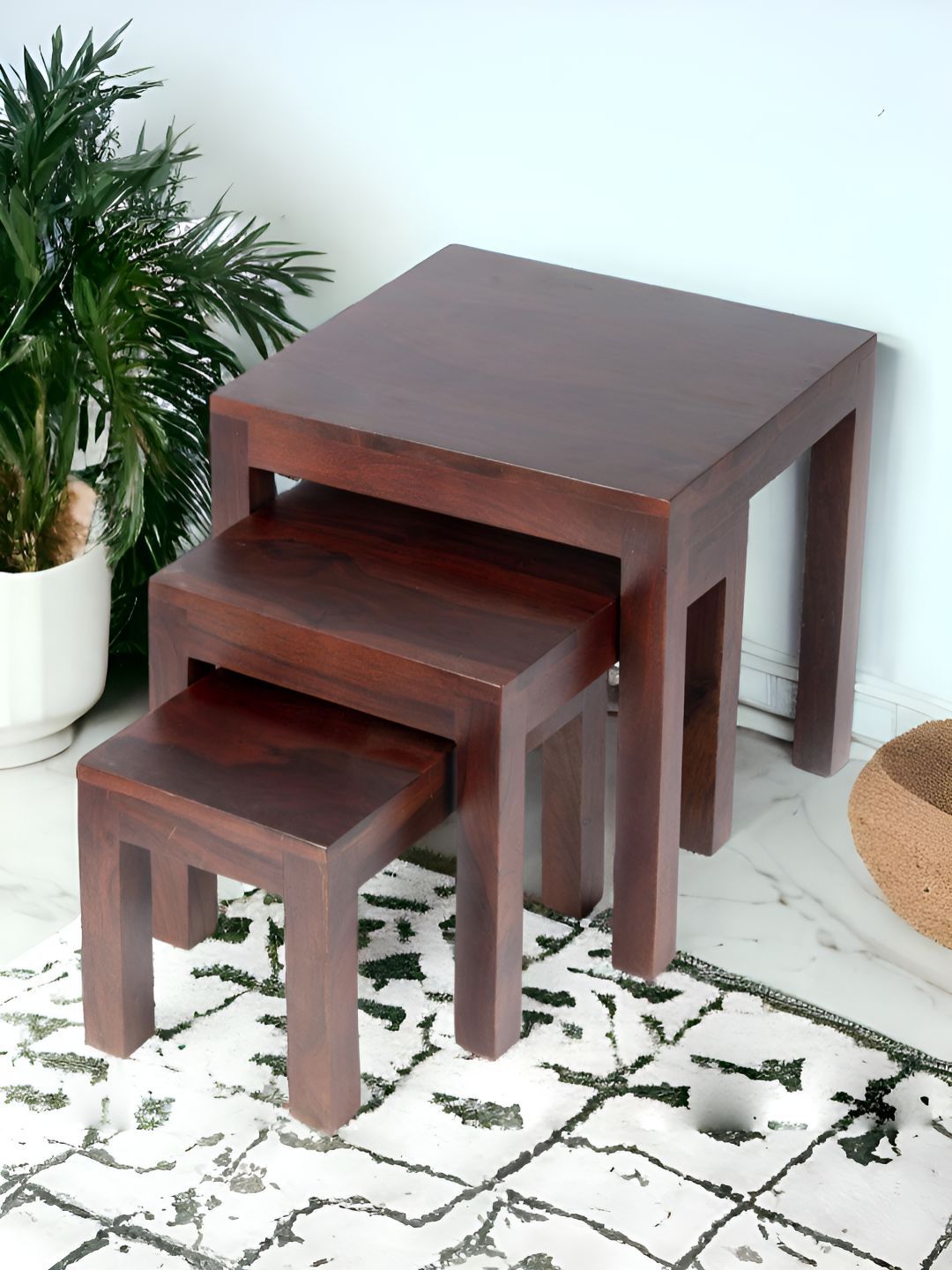Ikiriya Set Of 3 Red Nesting Table