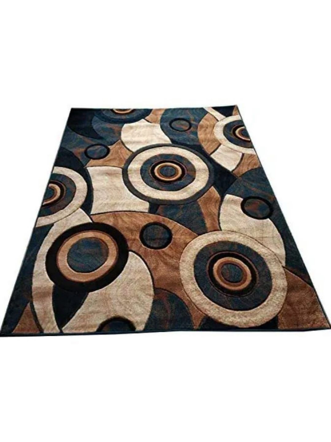 Samjeeda Handloom carpets Black Geometric Anti-Skid Polyester Carpet-picture-43