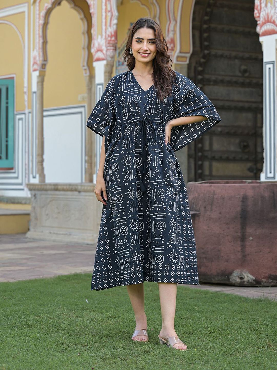 BAESD Women Cotton Floral Print Fit & Flare Kaftan Dress-picture-21