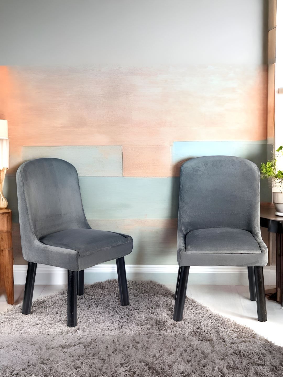 Ikiriya Set Of 2 Grey Wooded DiningChair