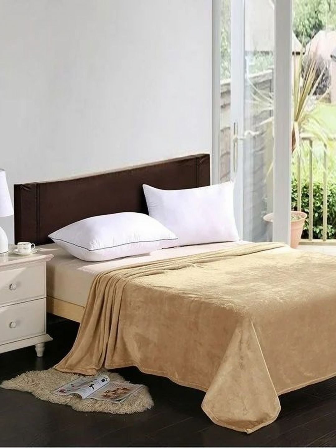 BREVARD Camel Brown Woollen 300 GSM Single Bed Blanket-image-40