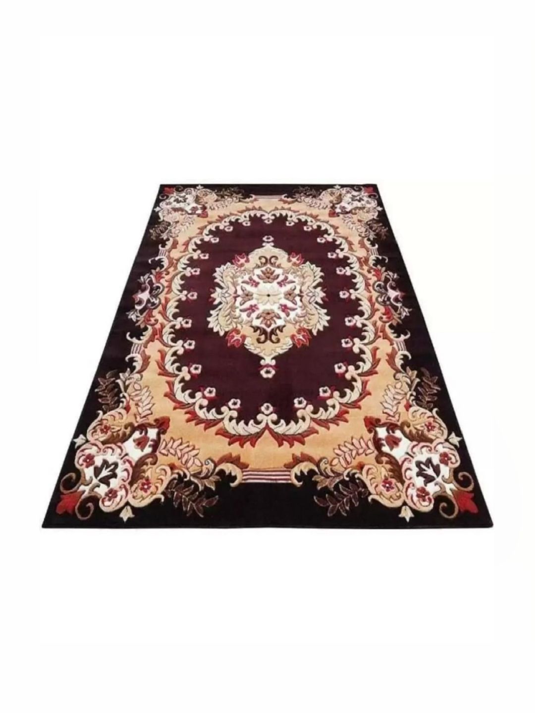 Samjeeda Handloom carpets Black Geometric Anti-Skid Polyester Carpet-image-49