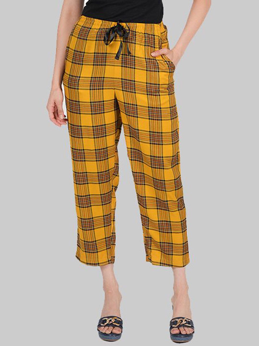 Style Shoes Women Checked Culottes Trousers-picture-25