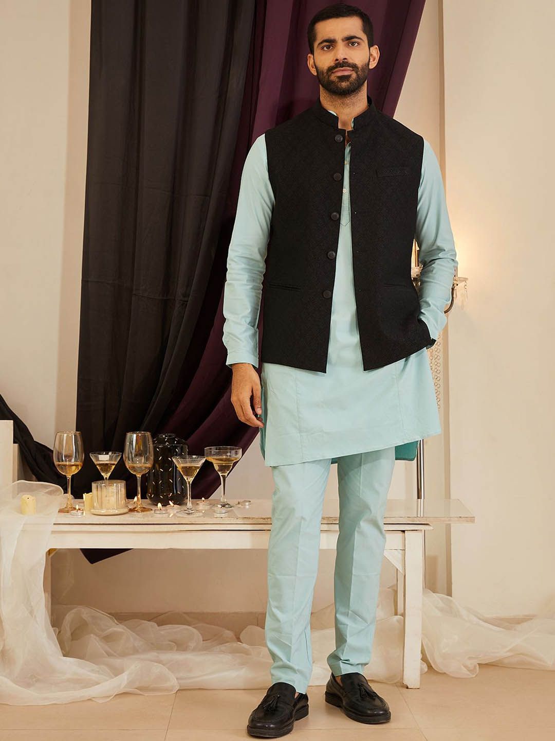 MR BUTTON Embroidered Nehru Jacket-picture-13