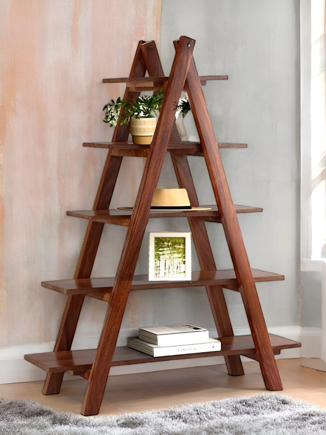 Ikiriya Brown 5 Shelves Books Storage Organizer