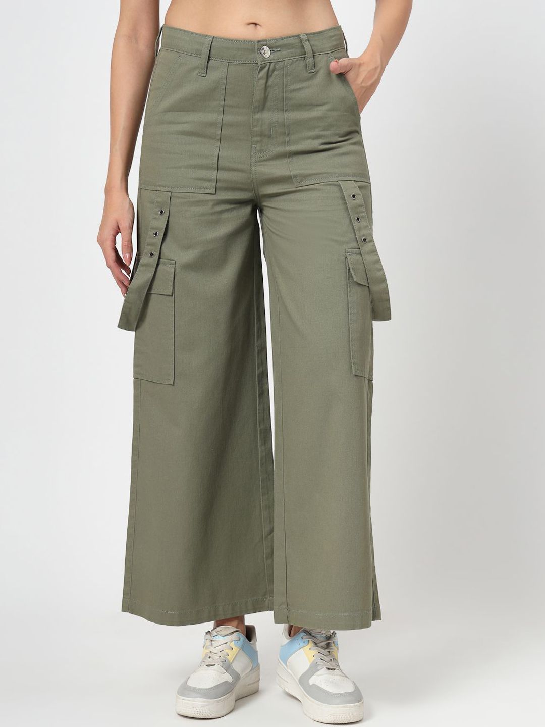 COSMIC TRIO Women Relaxed Straight Leg Loose Fit Cargos Trousers-picture-33