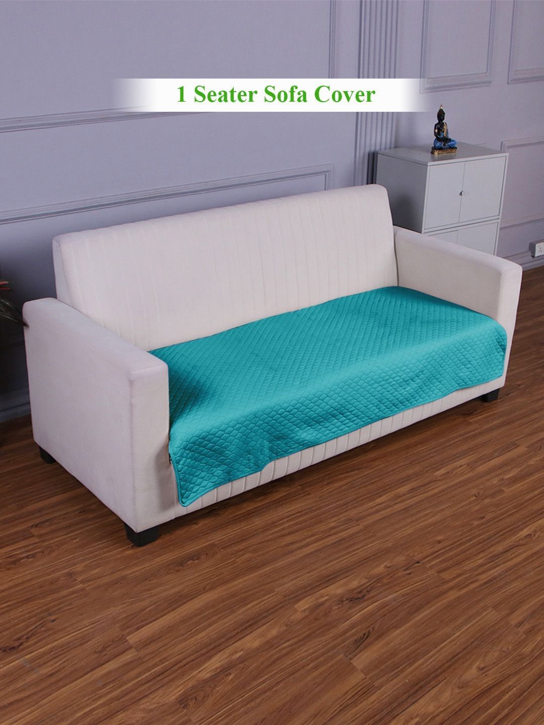 HOKIPO Teal Polyester 1 Piece Sofa Cover-picture-41