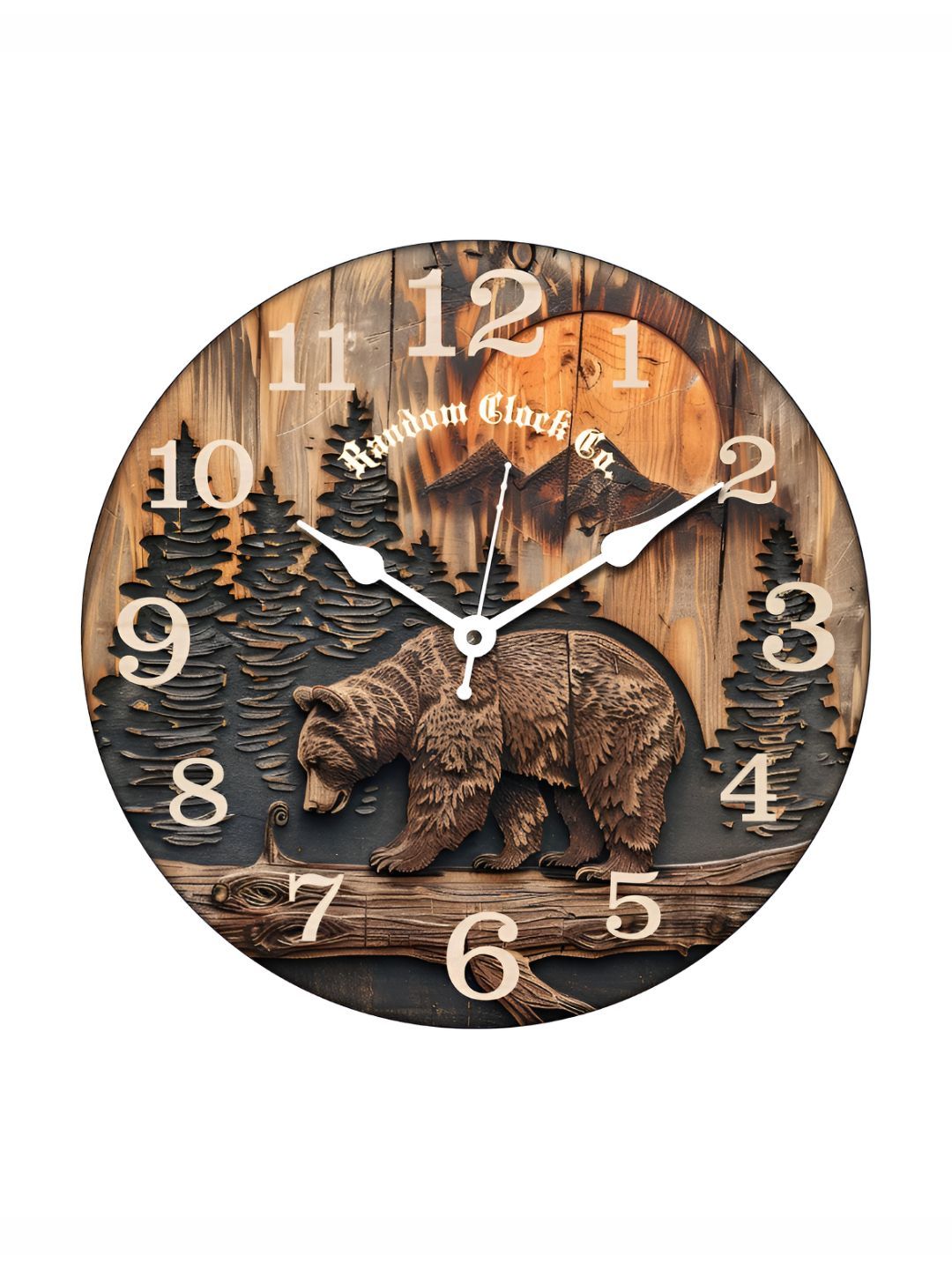 RANDOM Brown & Beige Printed Wooden Analogue Contemporary Wall Clock-picture-13
