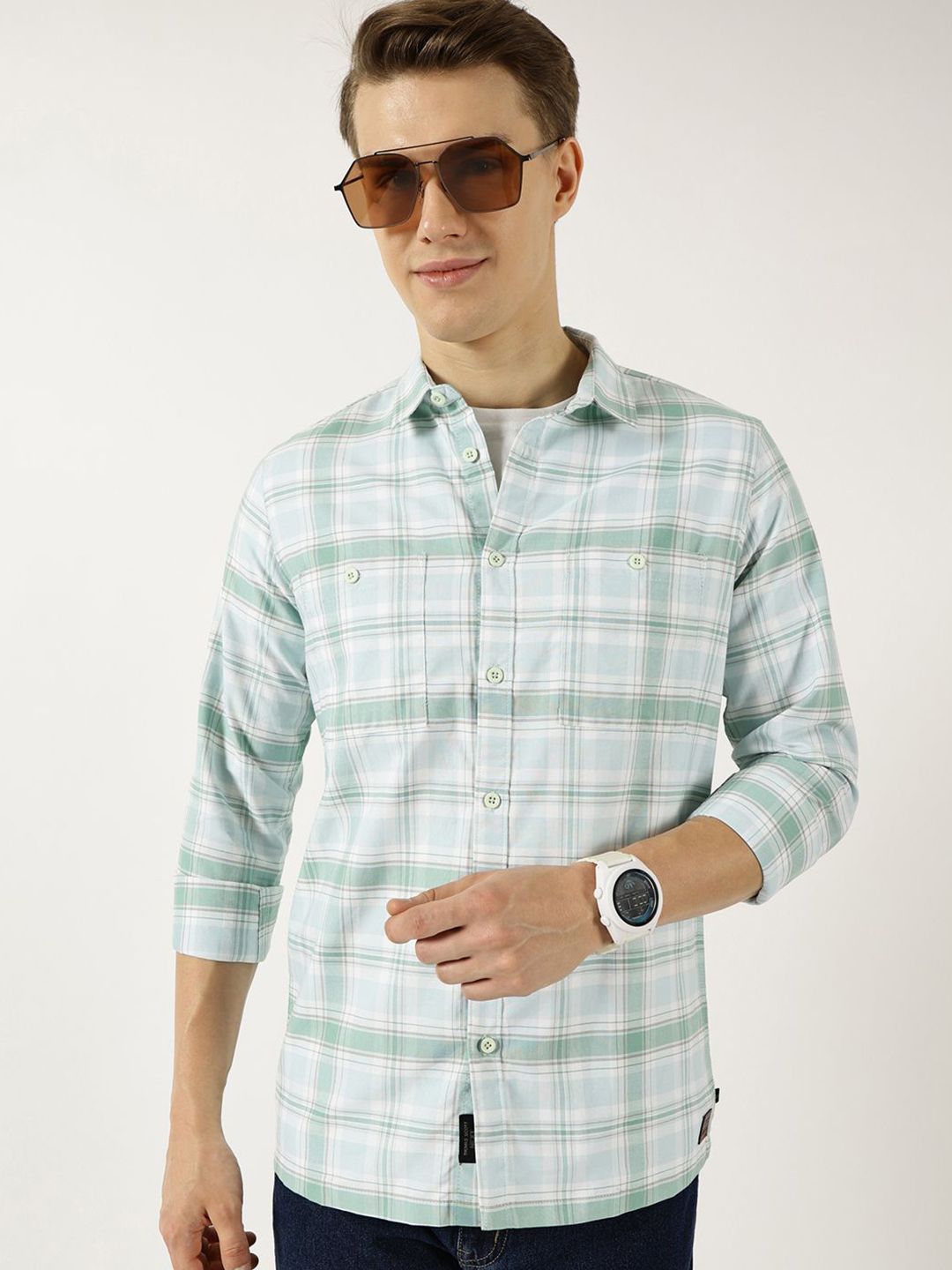 Thomas Scott Men Classic Fit Tartan Checked Cotton Slim Fit Casual Shirt-picture-26