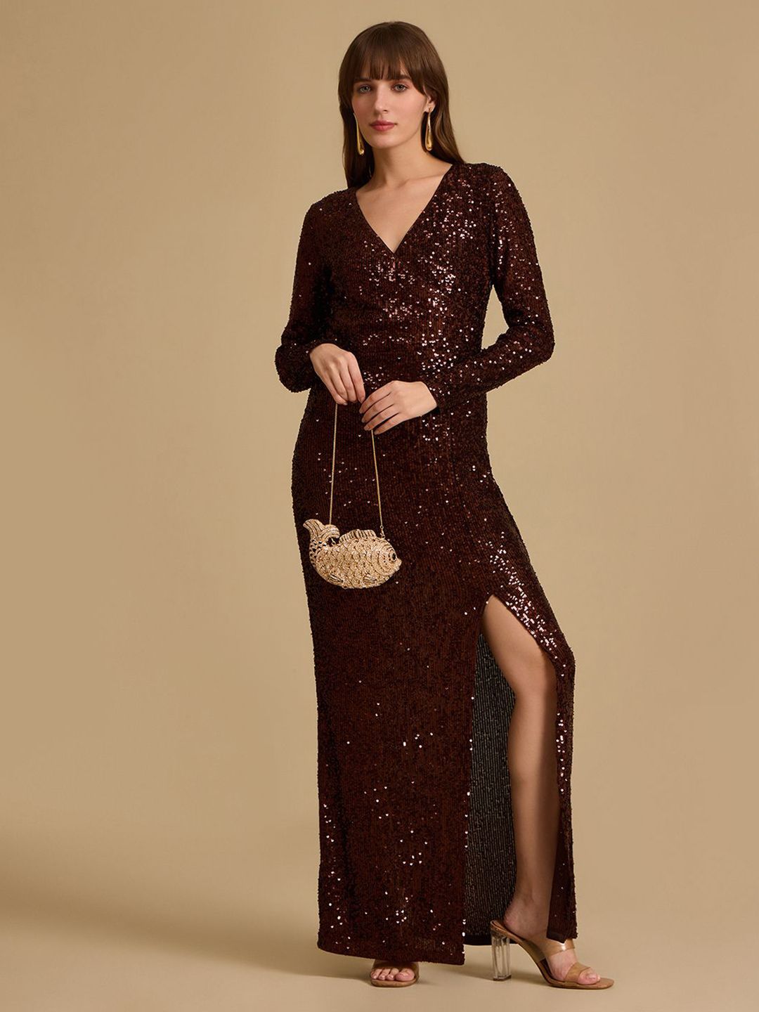 bodycon gala dresses Sheath/Column Orange Beaded Homecoming Dresses V neck Bodycon Mini Coc –  SELINADRESS