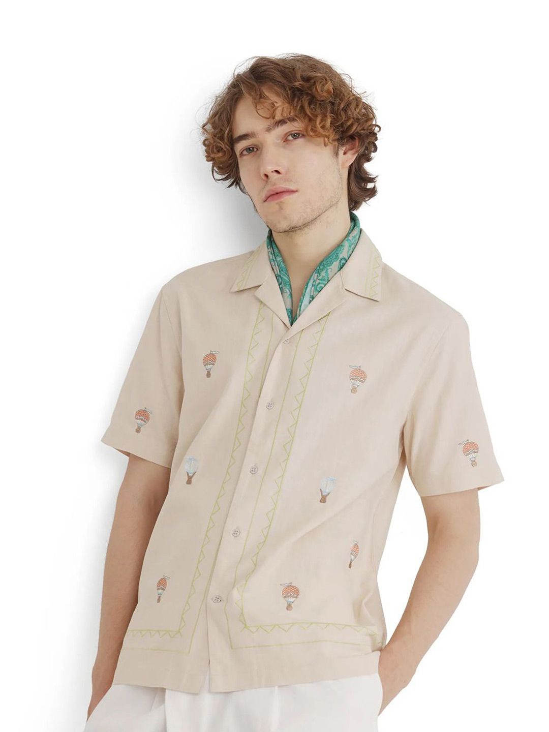 RARE RABBIT Men Comfort Fit Cuban Collar Conversational Printed Cotton Casual Shirt-picture-21